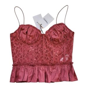NWT Theory Lace Peplum Bustier Top in Rose